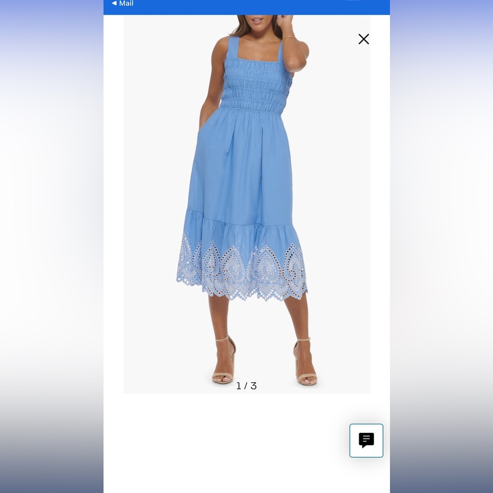 NWT Kensie smocked cotton voile midi dress
